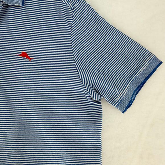 Tommy Bahama Men's Striped Polo Shirt, Blue/White, Size M - Marlin Logo - Picture 8 of 14